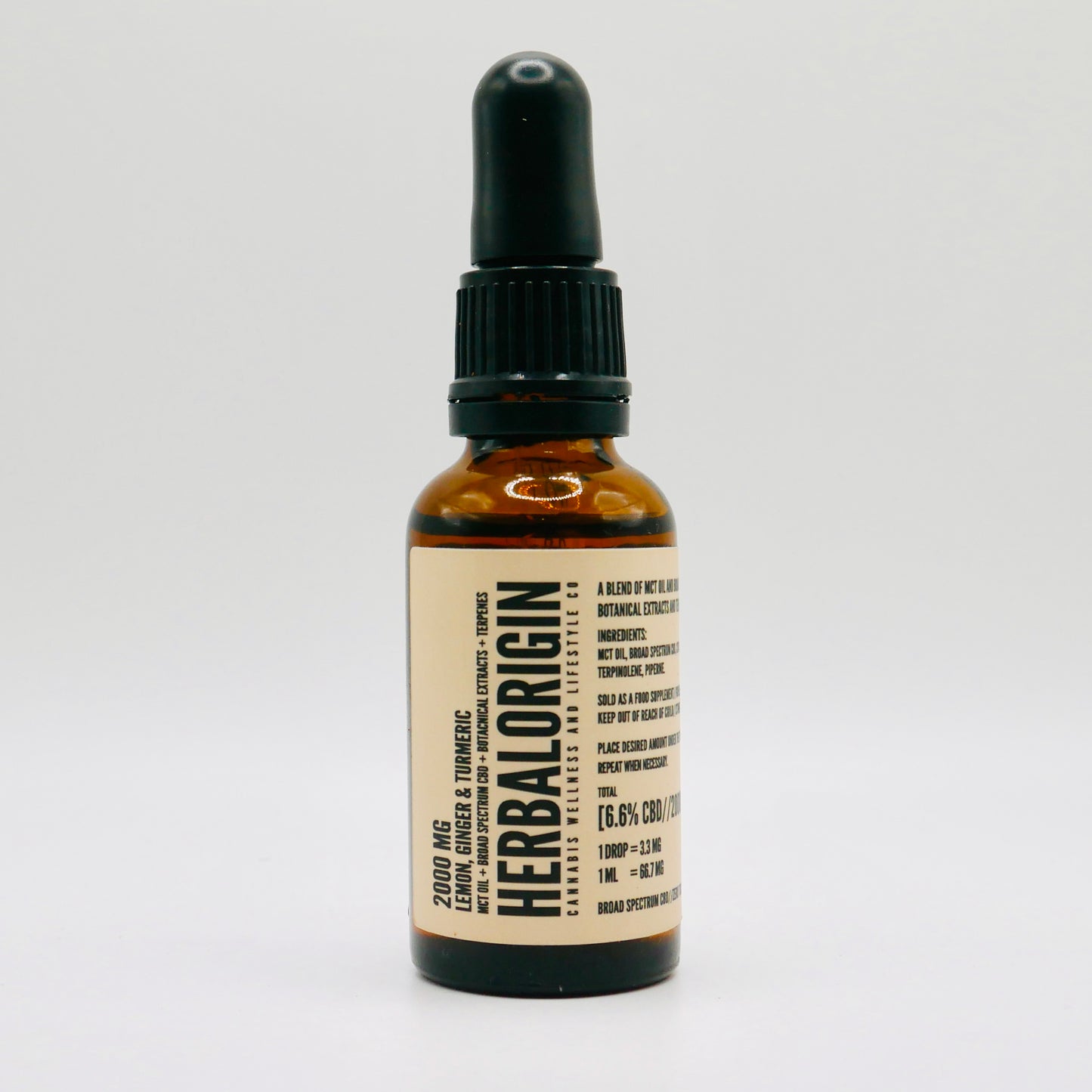 LEMON, GINGER & TURMERIC 2000MG [6.6%] Broad Spectrum CBD Oil w/ MCT 30ml