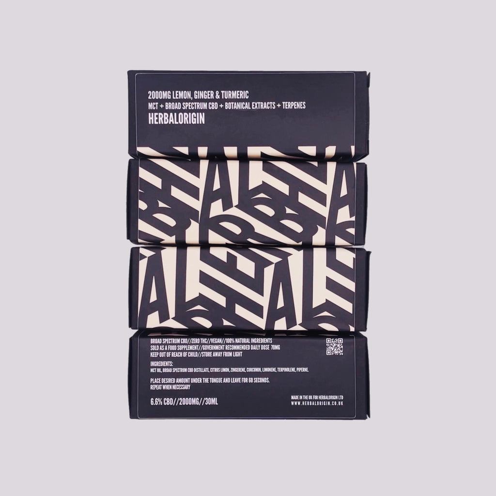 LEMON, GINGER & TURMERIC 2000MG Broad Spectrum CBD Oil w/ MCT 30ml + Terpenes